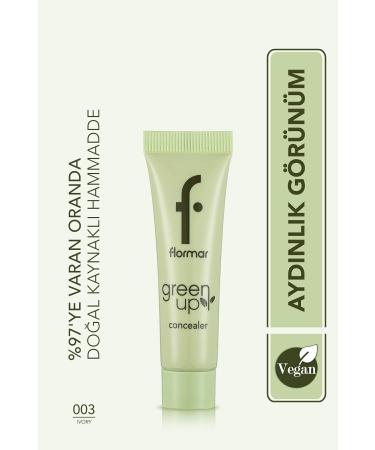 Flormar Vegan Liquid Concealer Giving a Moisture and Bright Appearance - Green Up Concealer -003 IVORY- 4251903322263