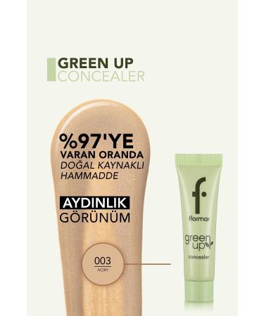 Flormar Vegan Liquid Concealer Giving a Moisture and Bright Appearance - Green Up Concealer -003 IVORY- 4251903322263 - Buy Online on GoSupps.com