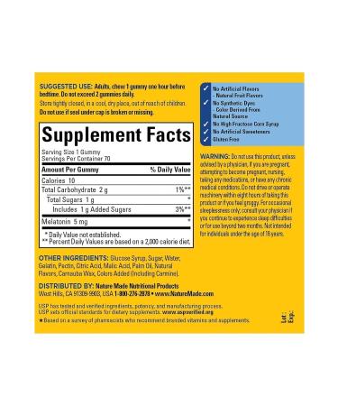 Nature Made 5 mg Extra Strength Sleep Support 70 Gummies - Buy Online on GoSupps.com