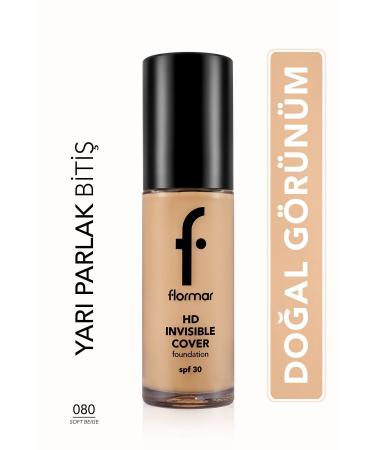 Flormar Natural Finish Foundation - Invisible Cover HD Fdt. - 080 Soft Beige - 8682536059091