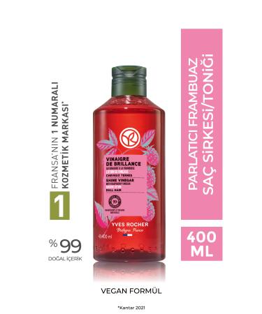 Yves Rocher Raspberry Hair Vinegar / Tonic - Normal Hair / Brillance 400 ML-53489