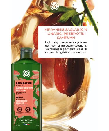 Yves Rocher Repairing Prebiotic Shampoo for Damaged Hair (Reparation) - Salt-Free & Vegan-300 ml - Buy Online on GoSupps.com