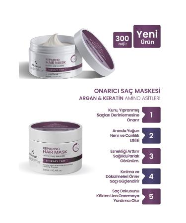 Novega Argan & Keratin Rapid Repair Damaged Dry Hair Mask - Deep Repair & Vitality 300 ML