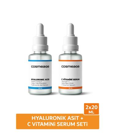 COSMEAGE Vitamin C Serum and Hyaluronic Acid 2-Pack Care Serum Brightening Serum and Moisturizing Serum 2x20ml