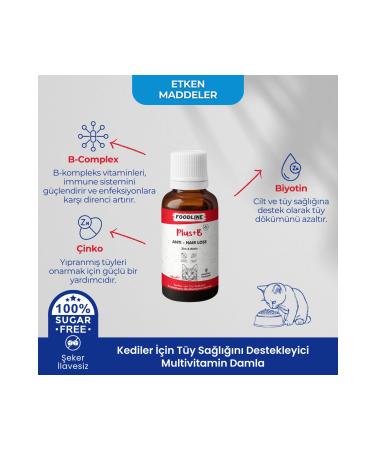 Foodline Plus +B Drops for Cats 50ml | Multivitamin with Biotin to Support Hair Health - Buy Online on GoSupps.com