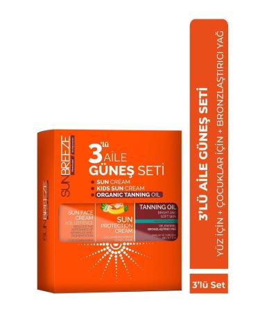 SUN BREEZE 3-Piece Family Sun Set 50+SPF Face Sunscreen 50+SPF Children's Sunscreen 0 SPF Bronzing Oil