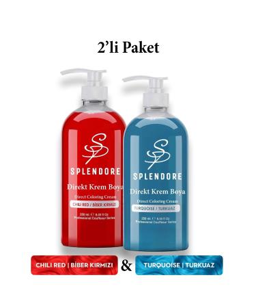 Splendore Red & Turquoise Color Hair Dye 250ML Set of 2