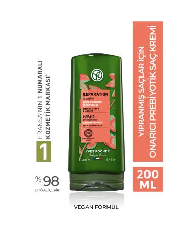 Yves Rocher Repairing Prebiotic Conditioner for Damaged Hair (Reparation) - Silicone Free & Vegan-200 ml
