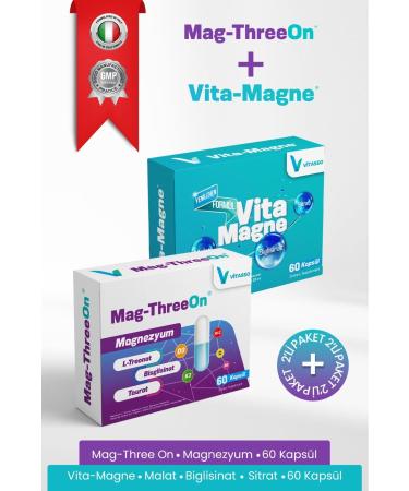 Vitasso Magnesium Magthreeon & Vitamagne Organic Magnesium Forms and Vitamin Forms 2 Pack