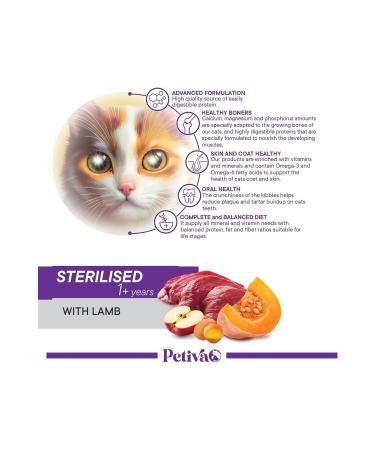 Petiva Lamb Meat Dry Cat Food for Sterilized Adult Cats (7 KG LAMB) - Buy Online on GoSupps.com