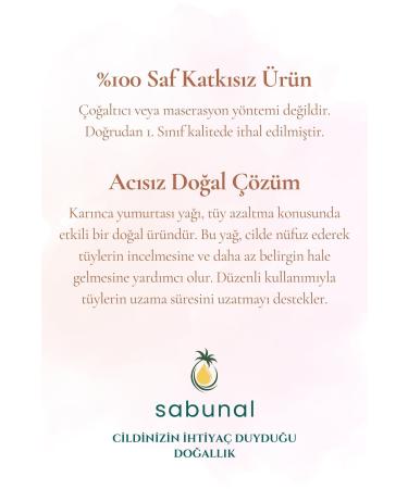 Sabanal Ant Egg Oil 100 ml Hair Reducing and Hair Removal Pure Additive-Free 1st Class Imported Product - Buy Online on GoSupps.com