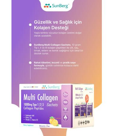 SunBerg Multi Collagen 30 Sachets Type 1 2 3 Hyaluronic Acid Biotin Zinc - Buy Online on GoSupps.com