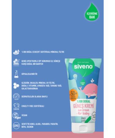 Siveno 0 Natural Baby Sun Cream Anti-Stain Antioxidant Moisturizing Herbal Uva Uvb Spf50 50 ml - Buy Online on GoSupps.com