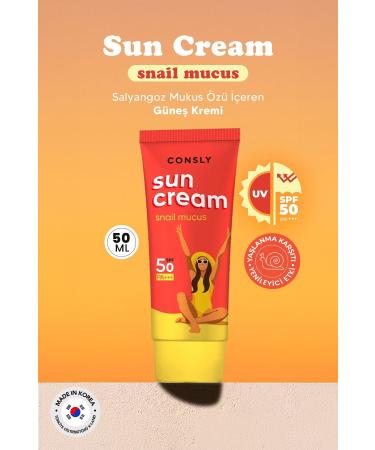 CONSLY Snail Mucus Extract SPF 50 + PA +++ Sun Cream Consly Snail Mucus Sun Cream 50 ml - Buy Online on GoSupps.com