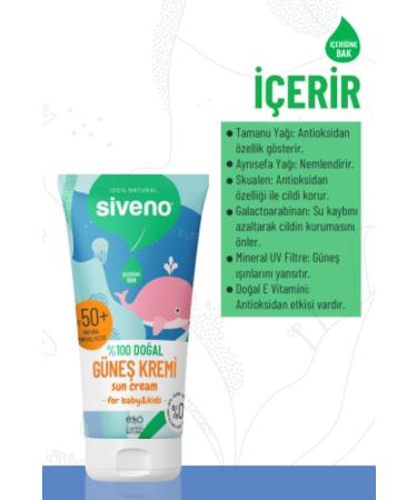 Siveno 0 Natural Baby Sun Cream Anti-Stain Antioxidant Moisturizing Herbal Uva Uvb Spf50 50 ml - Buy Online on GoSupps.com