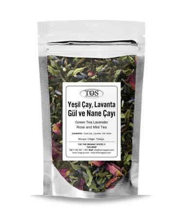 TOS The Organic Spices Green Tea Lavender Rose and Mint Tea 100 gr (1st Quality) Green Tea Lavender Rose and Mint Tea