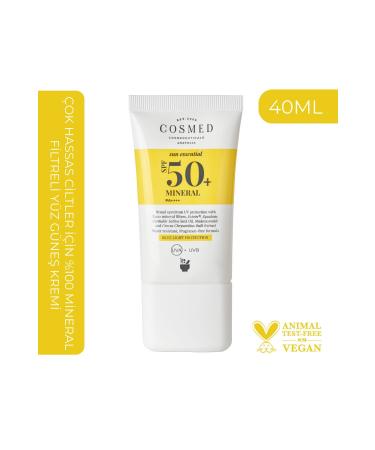 COSMED Sun Essential Mineral Spf50 Face Sun Cream with 0 Mineral Filter for Very Sensitive Skin 50 ml