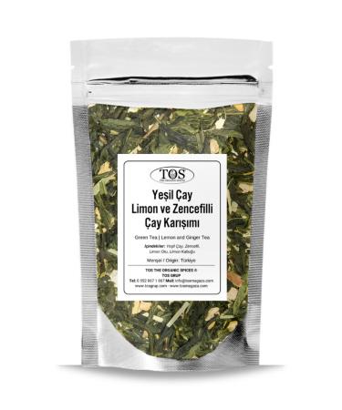 TOS The Organic Spices Green Tea | Lemon and Ginger Tea 100 gr (1st Quality) Green Tea | Lemon and Ginger Tea