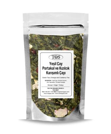 TOS The Organic Spices Green Tea | Orange and Cranberry Tea 100 gr (1st Quality) Green Tea | Orange and Cranberry Tea