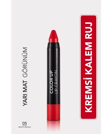 Flormar Saten Biti li Kalem Ruj - Color Up Lip Crayon - 005 Bright Orange- 8690604503322