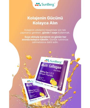 SunBerg Multi Collagen 30 Sachets Type 1 2 3 Hyaluronic Acid Biotin Zinc - Buy Online on GoSupps.com