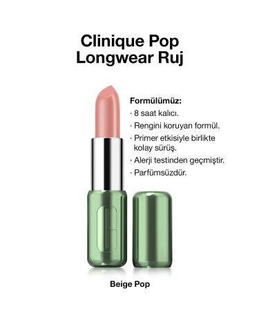 Clinique Pop Longwear Lipstick - Color: Beige Pop - Satin Finish