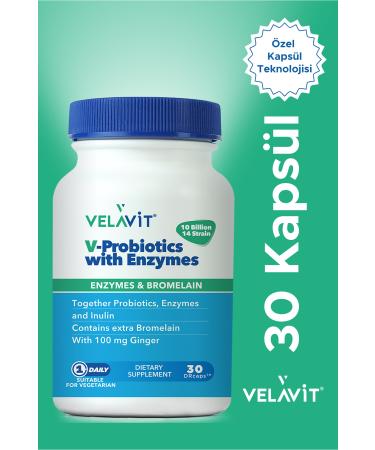 Velavit V-Probiotics with Enzymes Food Supplement 30 Capsules