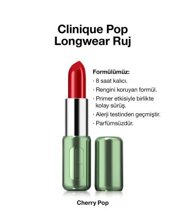 Clinique Pop Longwear Lipstick - Color: Cherry Pop - Shiny Finish