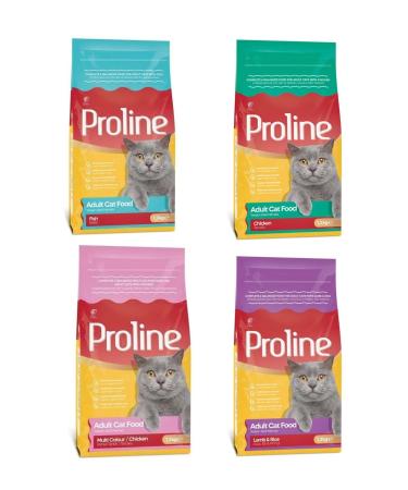 Proline Chicken Fish Lamb Colored (Locked Packaging) Cat Food 1200 gr X 4 Packages