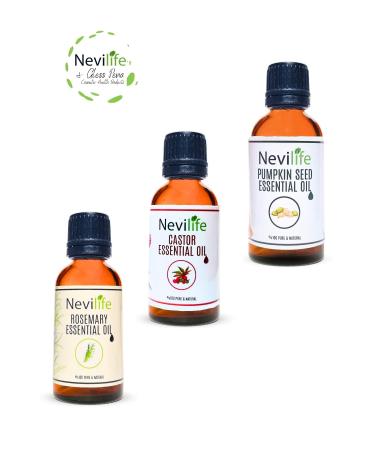nevilife 3-pack Hair and Skin Care Oils Rosemary Oil 20 ml Pumpkin Seed Oil 20 ml Castor Oil 20 ml