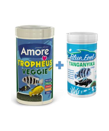 AMORE Tropheus Veggie 1000ml + Bluefeel Tanganyika Chips 250 ml Box