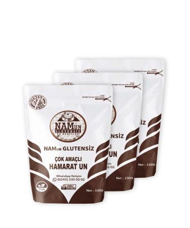 Nam gluten-free 3-pack Gluten-free Multi-Purpose Hamarat Flour Stone Mill Vegan 1 kg