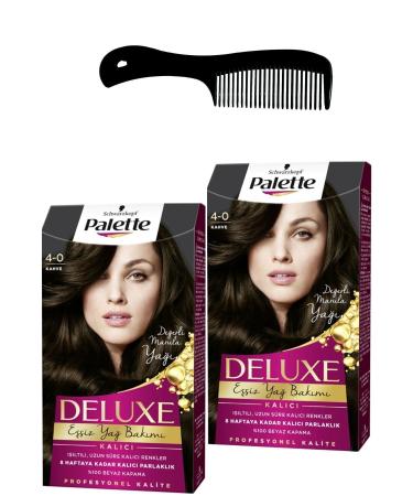 Palette Deluxe Hair Dye 4-0 Brown X 2 Pieces + Hair Opening Comb