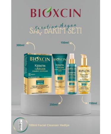 Bioxcin Keratin Argan Hair Care Set with Repairing Effect for Damaged and Damaged Hair