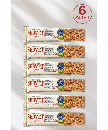 BERCEKIZ SERVET SUGAR No Sugar Added Sesame Croquant Bar 120 gr (6 X 20 GR)