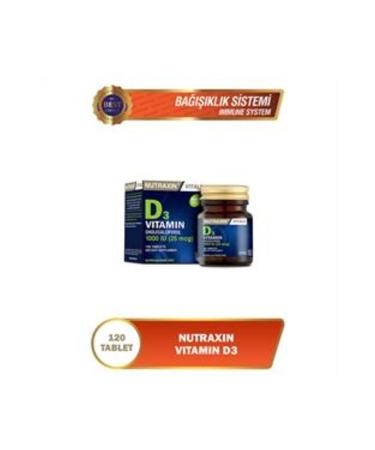 Nutraxin Vitamin D3 1000 IU Vitamin D3 Containing Supplementary Food 120 Tablets