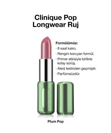 Clinique Pop Longwear Lipstick - Color: Plum Pop - Shiny Finish