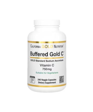 California Gold Nutrition Buffered Gold C GOLD Standard (Vitamin C) 750 mg 240 Veggie Capsules usa ver3244