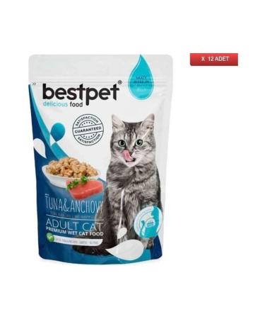 Bestpet Jelly Pouch Tuna and Anchovy Adult Cat Canned Food 85 gr X 12