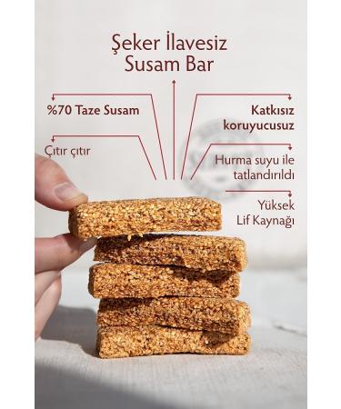 BERCEKIZ SERVET SUGAR No Sugar Added Sesame Croquant Bar 120 gr (6 X 20 GR) - Buy Online on GoSupps.com