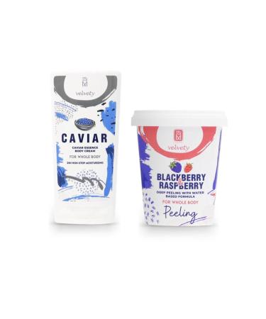 IDM CONCEPT VELVETY Cav ar Body Cream 250 Ml and Blackberry&Rashberry Body Peeling 400 Ml