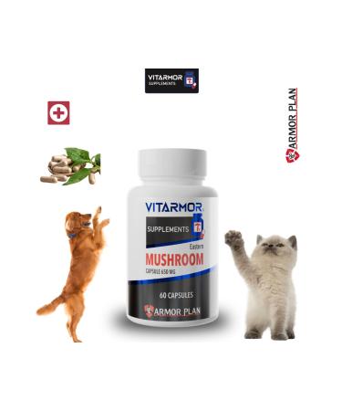 VITARMOR SUPPLEMENTS MUSHROOM CAT & DOG Immune System Support 60 Capsules 650 mg