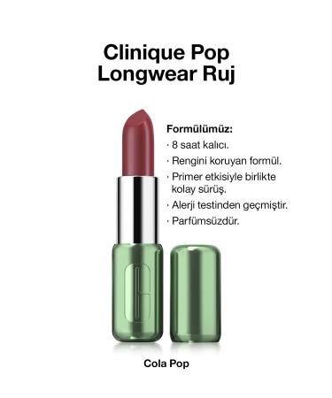 Clinique Pop Longwear Lipstick - Color: Cola Pop - Satin Finish