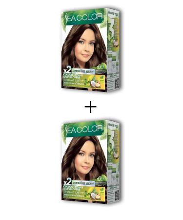 Skygo 2X2 Tube Cream Hair Dye Set Chocolate Brown No:6.7