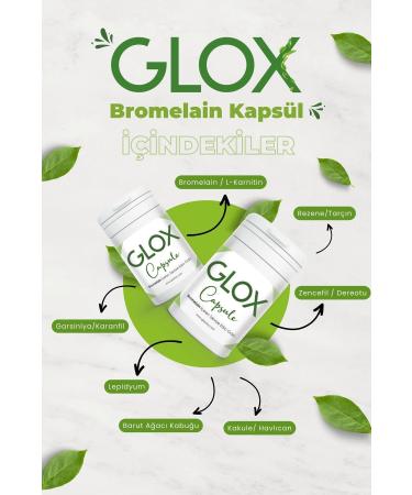 Glox Tea Glox Cap - Energy-Giving Food Supplement Containing Bromelain 60 Days Use 2 Months