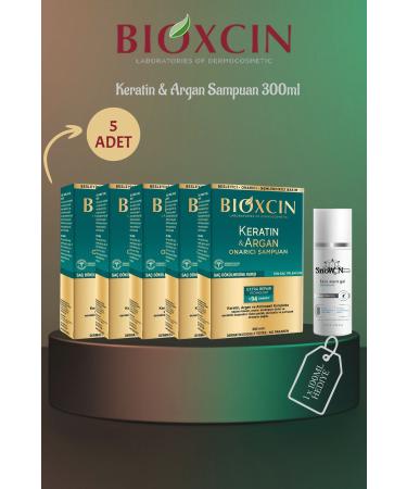 Bioxcin Keratin & Argan Shampoo 300ml 5 PCS + 1 Gel Gift SET