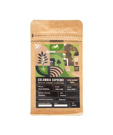 ROMOCOFFEE Espresso Bean Coffee Colombian Coffee Medium-Strong 250gr - Buy Online on GoSupps.com