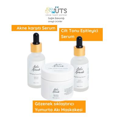 Asl Arnak Pore Tightener Egg White Mask & Acne Drying Serum & Vitamin C Blemish Serum