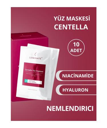 Luminate Face Mask Cica 10-Piece Centella Asiatica Hyaluronic Acid Soothing Moisturizing Treatment Mask