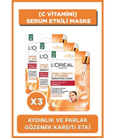 L'Oreal Paris 3-Pack Revitalift Clinical Instant Brightening Vitamin C Serum Effect Mask